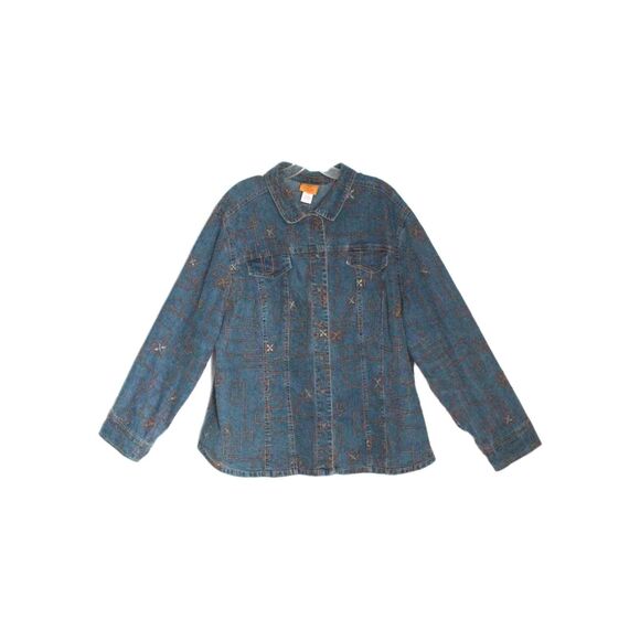 Vintage Ruby Rd Denim Shirt Jacket Embroidered Size 22W - Picture 7 of 8